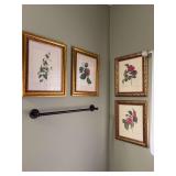 Four Floral Prints with Gold Frames 14”x17