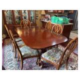 American Drew Dining Room Table with 6 Chairs - 76”L x 46”W x 30”H (18” leaf included)