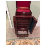 Jewelry Stand 18”x15”x37 with Box stand will not stay closed box is missing handle