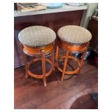 Pair of Padded Swivel Barstools