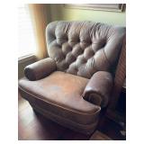 Button Back Leather Chair