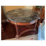 Green Marble Top Round Table - 29”D x 18”H