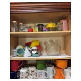 Contents of Cabinet - assorted coffee cups and glassware