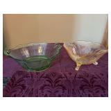 Pair of Depression Glass Bowls - 8”D & 9”D