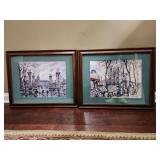 2 Framed Sketches of Paris City Scapes