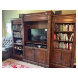 Large 3pc Entertainment Center - contents NOT included - sliding doors have been removed - - buyer MUST bring loading help - buyer is responsible for loading - each end unit is 32”W x 78”H, center