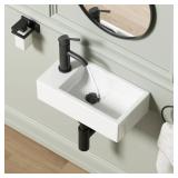 Wall Mount Bathroom Sink, QISHKA 18' x 10' Modern