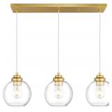 3-Light Gold Linear Chandelier, Globe Kitchen Isla