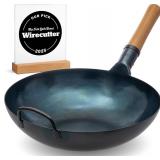 YOSUKATA 34 cm Blue Carbon Steel Wok Pan   Pre-Sea