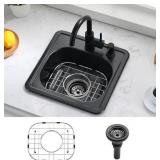15 Inch Black Drop In Bar Sink-Bokaiya 15x15 Small
