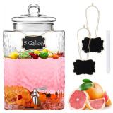 Baderke 5 Gallon Glass Iced Beverage Dispenser wit