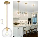 Bagood 10 Inch Globe Pendant Light Gold Mid Centur