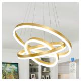 Modern Gold Led Chandelier 3 Rings Gold Dimmable L