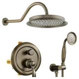 Antique-Brass Shower Faucet-Sets Complete: 9 inch