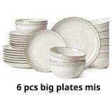 LE TAUCI 24 Piece Dinnerware Sets for 8, Large Pla