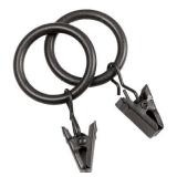 Kenney 5/8 In. To 3/4 In. Clip Curtain Ring, Black