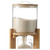 Glass Rice Dispenser with Wooden Stand Flour and S