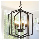 WJShome 18.1' Black Chandelier, 4-Light Farmhouse