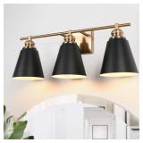 Black and Gold Vanity Light, 3-Light Bathroom Vani