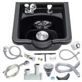 Toriexon Shampoo Bowl for Salons, Black ABS Plasti