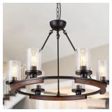 28-Inch Wagon Wheel Chandelier, 6-Light Farmhouse