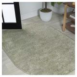 Haze Solid Low-Pile Green 3 ft. x 5 ft. Oval Area