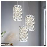 CATINER 3-Light Modern Crystal Pendant Light, Chro