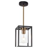 VINLUZ 1-Light Mini Lantern Pendant Light,Black an