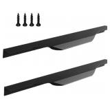 24 Inch Black Finger Edge Pull 2 Pack Cabinet Door