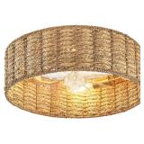 Boho Ceiling Fans with Lights Enclosed Rattan Fand
