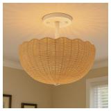 Sumind Rattan Ceiling Light Fixture Flush Mount 17
