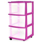 HOMZ Drawer Tower, 3-Tier Clear Plastic Storage Or