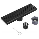 Neodrain 12-Inch Black Linear Shower Drain with Re