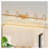 Vintage Bathroom Vanity Light, 5-Light Matte Brass