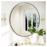 BEAUTYPEAK 20 Inch Round Mirror, Black Metal Frame