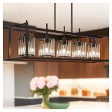 DSMJFU Black Farmhouse Rectangular Chandelier for
