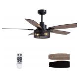 LuminFan - 52' Black Ceiling Fan with Lights and R