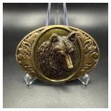 Vintage 1993 Bergamot Wolf Head Belt Buckle...
