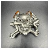 Vintage Skull & Crossbones Belt Buckle Silver...