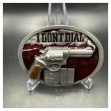 Vintage 1999 Belt Buckle - 'I Dont Dial 911' -...