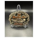 VINTAGE 1995 I'D RATHER BE FISHING MENS PEWTER...