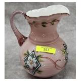 7' FENTON GLASS PAINTED CASE PITCHER