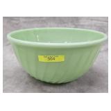9' FIRE-KING JADEITE GLASS RIBBED BOWL