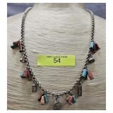 18' STERLING SILVER NAVAJO GEMSTONE NECKLACE