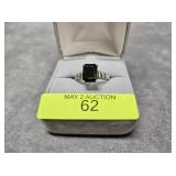 STERLING SILVER ~1.5CT BLACK TOURMALINE RING SZ6.5