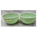 PAIR OF 7' FIRE-KING JADEITE BOWLS
