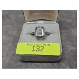 STERLING SILVER ~3CT AQUAMARINE RING, SZ-8
