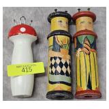 GROUP OF 3- VINTAGE WOODEN KNITTING DOLLS