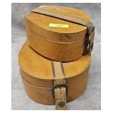 2- VINTAGE WOOD & LEATHER BOXES