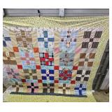 VINTAGE HAND SEWN 'BLOCK' QUILT TOP